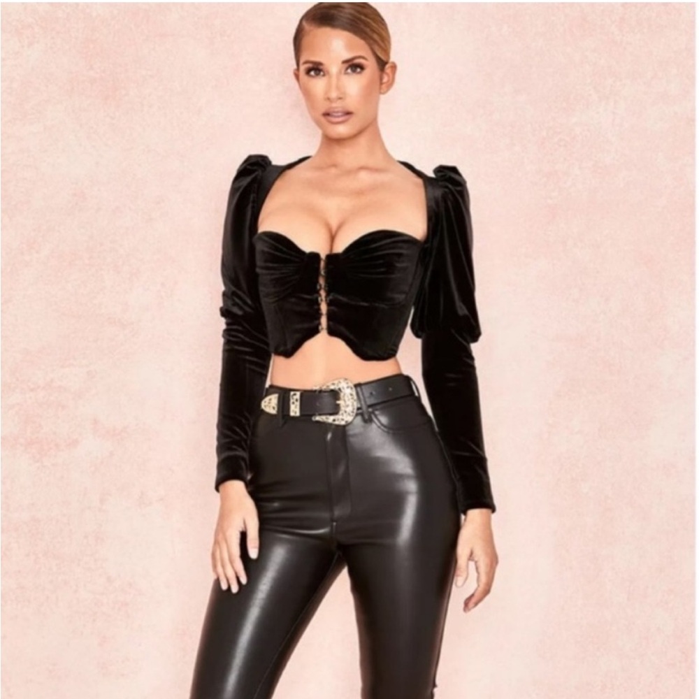 House of CB Black Velvet Blouse never been worn! Size small but runs small